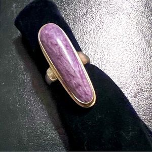Purple Jasper Ring set in 925 silver band.